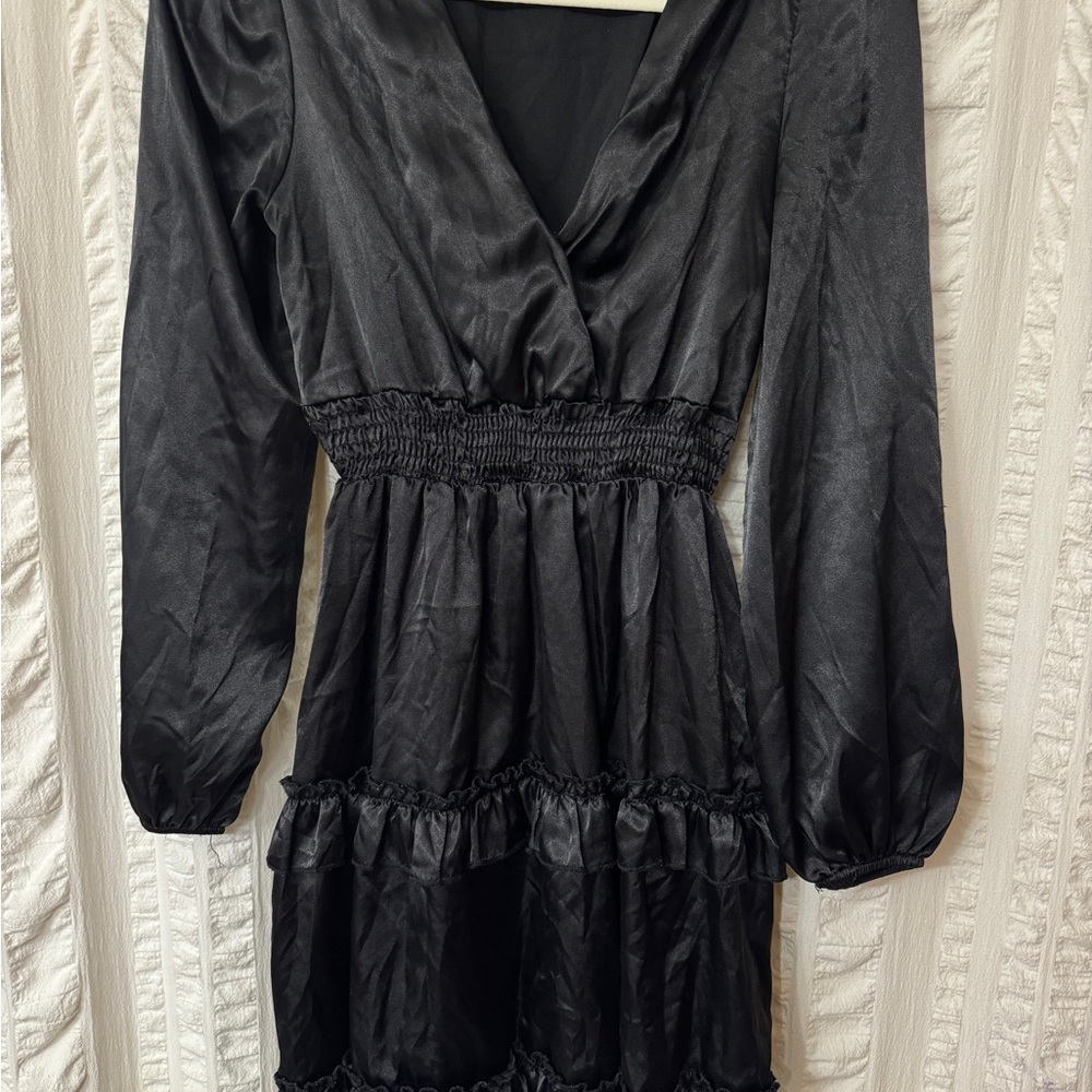Altar'd State Black Long Sleeve Mini Dress